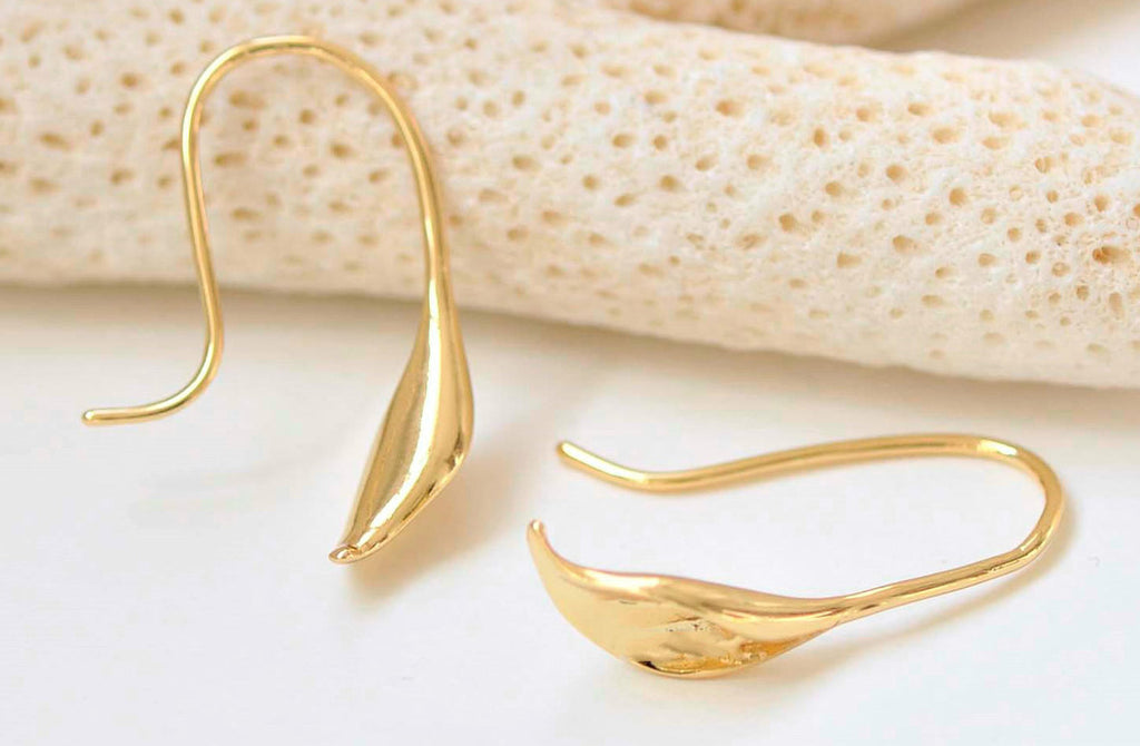 10 pcs 24K Gold Plated Brass Calla Lily Flower Hook Earwire Findings A5763