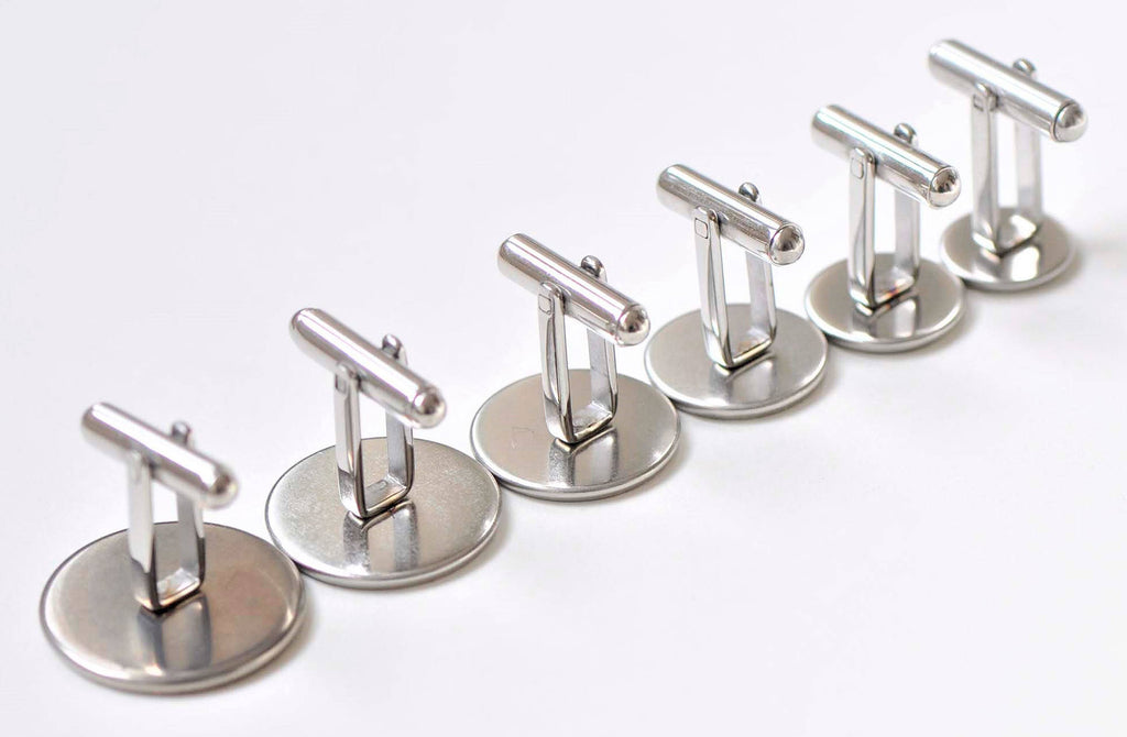 10 pcs Stainless Steel Cufflinks Blanks Bezel Match 10mm-20mm Cabochon