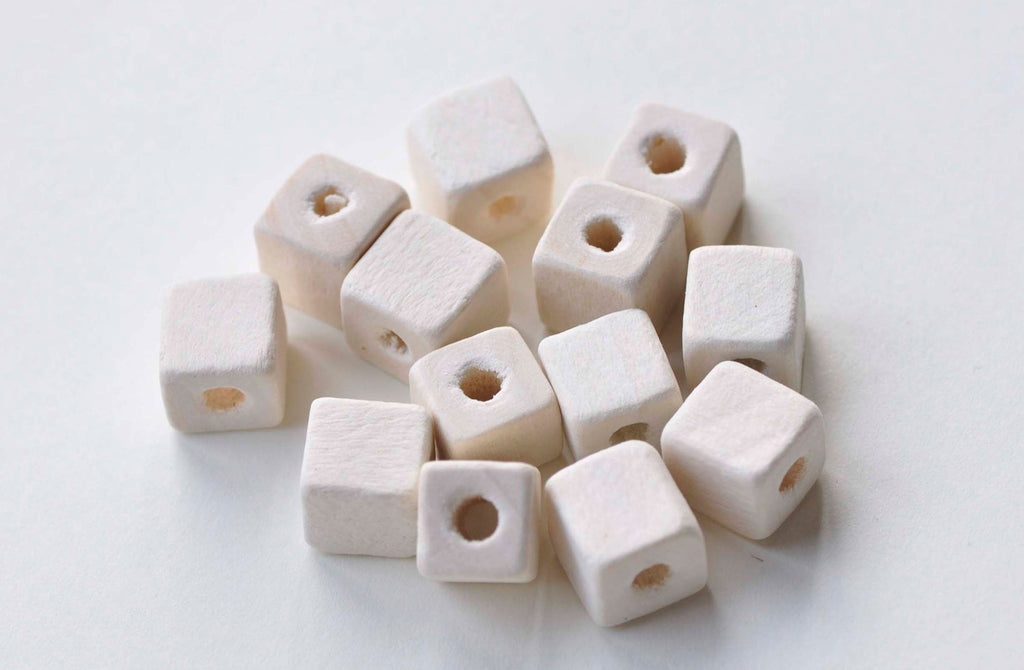 50 pcs Unfinished Natural Wood Cubic Beads Cube Findings 10mm A5320