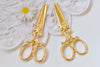 10 pcs Gold Scissors Charms Barber Shop Pendants 25x60mm A4667