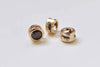 6 pcs 24K Champagne Gold Spacer Beads Black Rhinestone 5.3mm/6mm