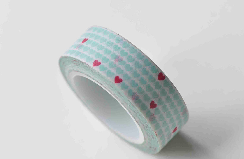Heart Adhesive Masking Washi Tape 15mm Wide x 10M Roll A12950