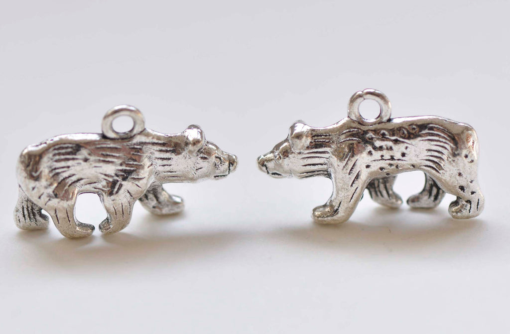 10 pcs Antique Silver 3D Polar Bear Charms Pendants 15x25mm A2950