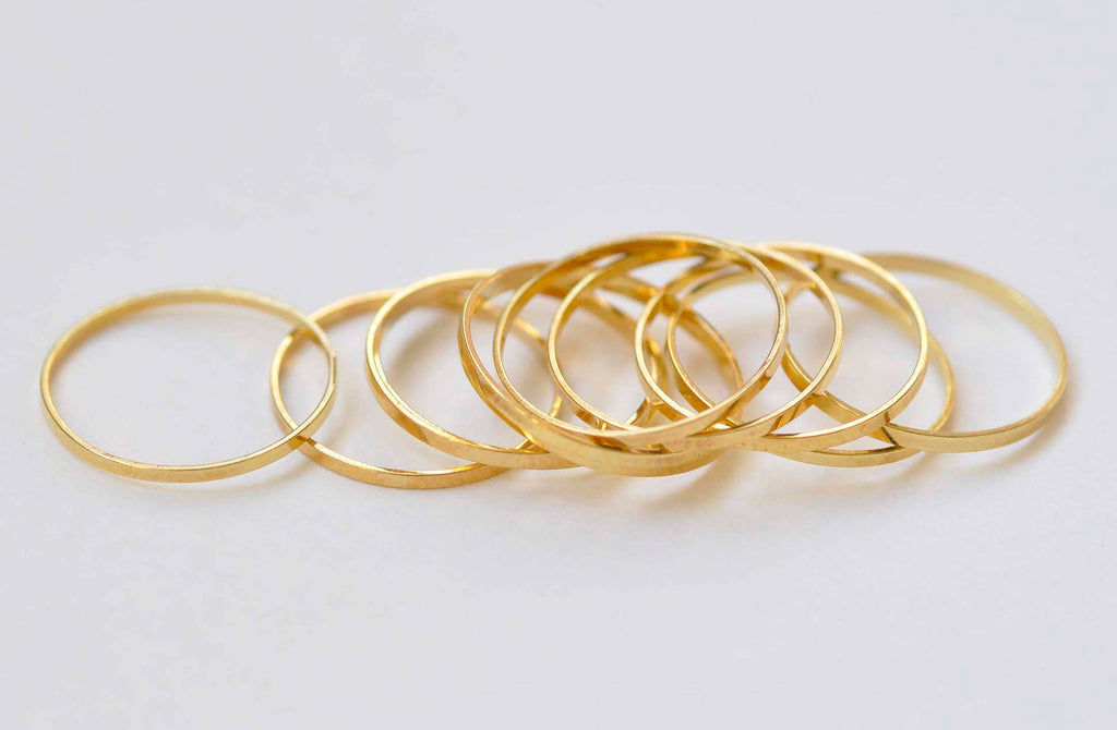 50 pcs Gold Tone Brass Seamless Rings 14mm 25 Gauge A3511