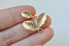 10 pcs Light Gold Three Leaf Branch With Peg Charms 23mm A4805