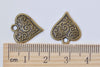 10 pcs Antique Bronze Small Heart Charms 15x16mm A4388