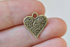 10 pcs Antique Bronze Small Heart Charms 15x16mm A4388