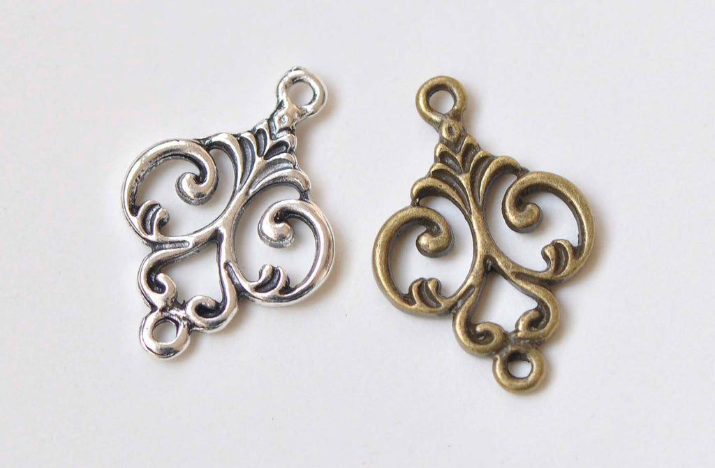 Antique Bronze/Silver Fancy Connector Charms 13x19mm Set of 20