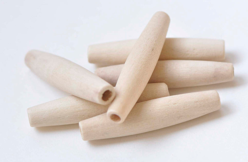 10 pcs Unfinished Large Oval Wood Beads Findings 8x40mm A946
