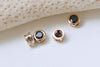 6 pcs 24K Champagne Gold Spacer Beads Black Rhinestone 5.3mm/6mm