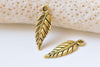 20 pcs Antique Gold Small Detailed Leaf Charms 7x16mm A6280