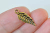 20 pcs Antique Gold Small Detailed Leaf Charms 7x16mm A6280