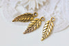 20 pcs Antique Gold Small Detailed Leaf Charms 7x16mm A6280