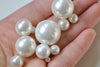Half Drilled White Mother of Pearl Beads Round Loose Beads 3mm-20mm