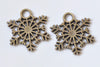 10 pcs Antique Bronze Snowflake Charms Thick Pendants 24x27mm A2362