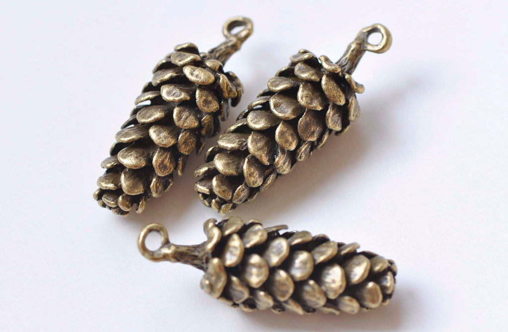 Antique Bronze 3D Large Pinecones Charm Pendants Set of 4 A4585