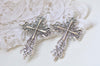 10 pcs Antique Silver Filigree Cross Pendants Charms 42x63mm A1790