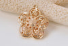 2 pcs 24K Champagne Gold Filigree Flower Pendants  27x30mm A6601
