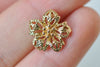 6 pcs 24K Champagne Gold Flower Ear Studs Posts With Back Loop A5186
