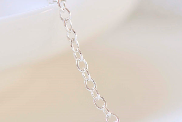 16ft (5m) Shiny Silver Plated Oval Cable Chain Soldered Links 2mm A5475