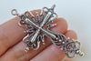10 pcs Antique Silver Filigree Cross Pendants Charms 42x63mm A1790