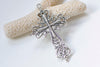 10 pcs Antique Silver Filigree Cross Pendants Charms 42x63mm A1790