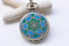 1 PC Antique Bronze Enamel Flower Large Pocket Watch Necklace 47mm