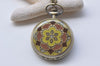 1 PC Antique Bronze Enamel Flower Large Pocket Watch Necklace 47mm