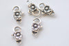 10 pcs Antique Silver Flower Lobster Clasps 11x24mm A2356