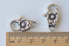 10 pcs Antique Silver Flower Lobster Clasps 11x24mm A2356