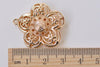 2 pcs 24K Champagne Gold Filigree Flower Pendants  27x30mm A6601