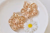 2 pcs 24K Champagne Gold Filigree Flower Pendants  27x30mm A6601