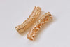 4 pcs 24K Champagne Gold Brass Curved Fancy Floral Tubes A384