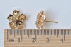 6 pcs 24K Champagne Gold Flower Ear Studs Posts With Back Loop A5186