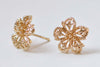 6 pcs 24K Champagne Gold Flower Ear Studs Posts With Back Loop A5186