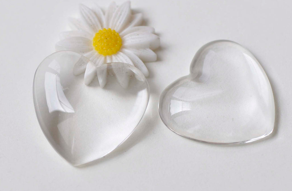20 pcs of Crystal Glass Cabochon Heart Shaped Cameo 24x25mm A3052