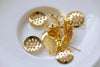 10 Pairs Gold Perforated Sieve Earring Post A6185