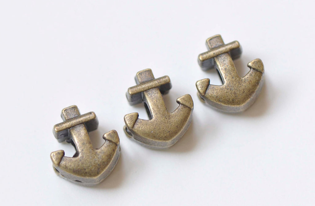30 pcs Antique Bronze Anchor Spacer Beads 12x13mm A3542