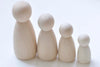 Unfinished Solid Wood Peg Toy People Family Doll Bodies Set of 6