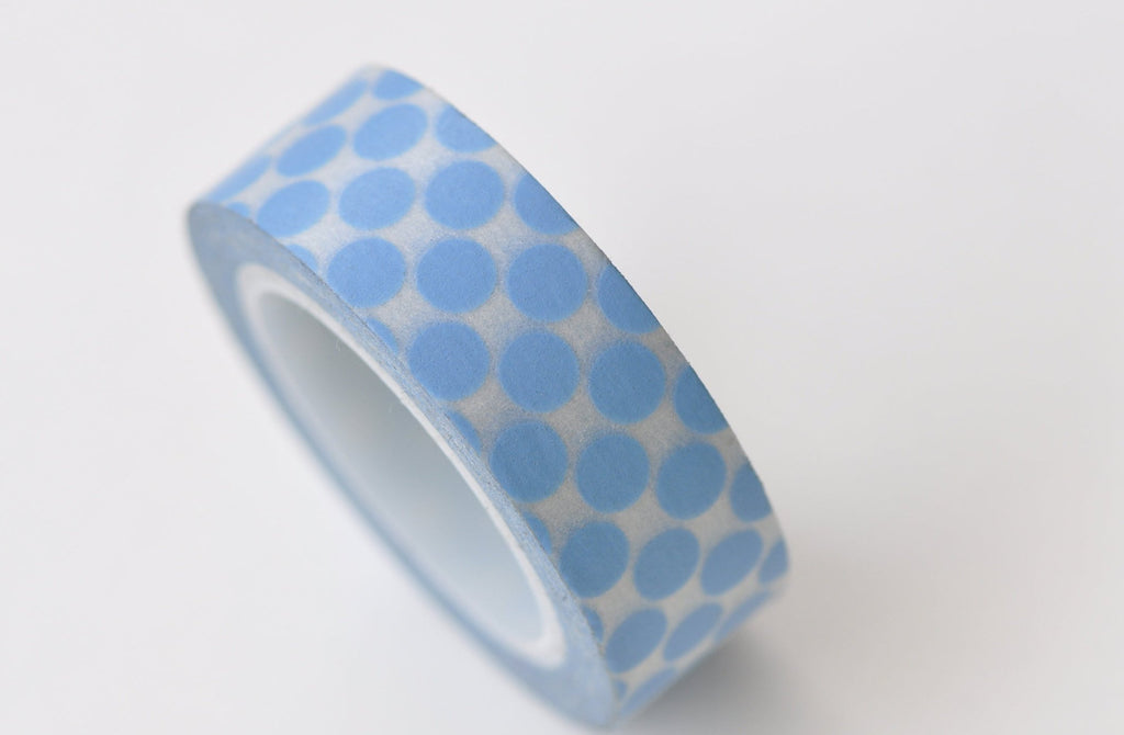 Lovely Blue Polka Dots Adhesive Washi Tape 15mm Wide x 10M Roll A13316
