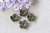 10 pcs Antique Bronze Brass 3D Plum Flower Bead Caps Findings A2199