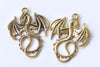 10 pcs Antique Gold Flying Dragon Charms Pendants 27x34mm A1088