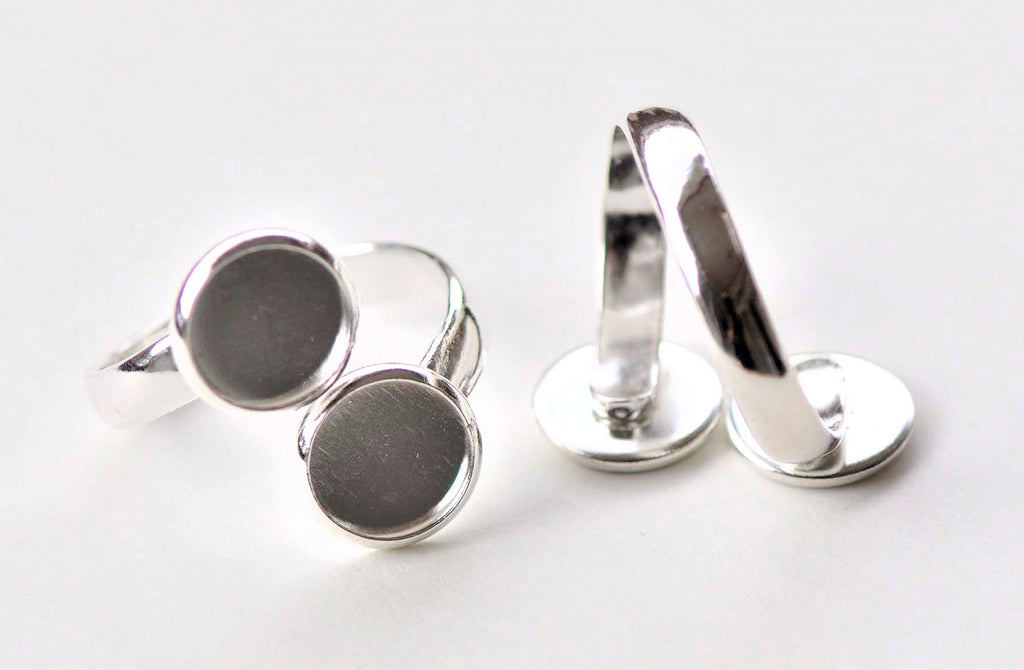 10 pcs Shiny Silver Double Twisted Ring Blank Shank Base