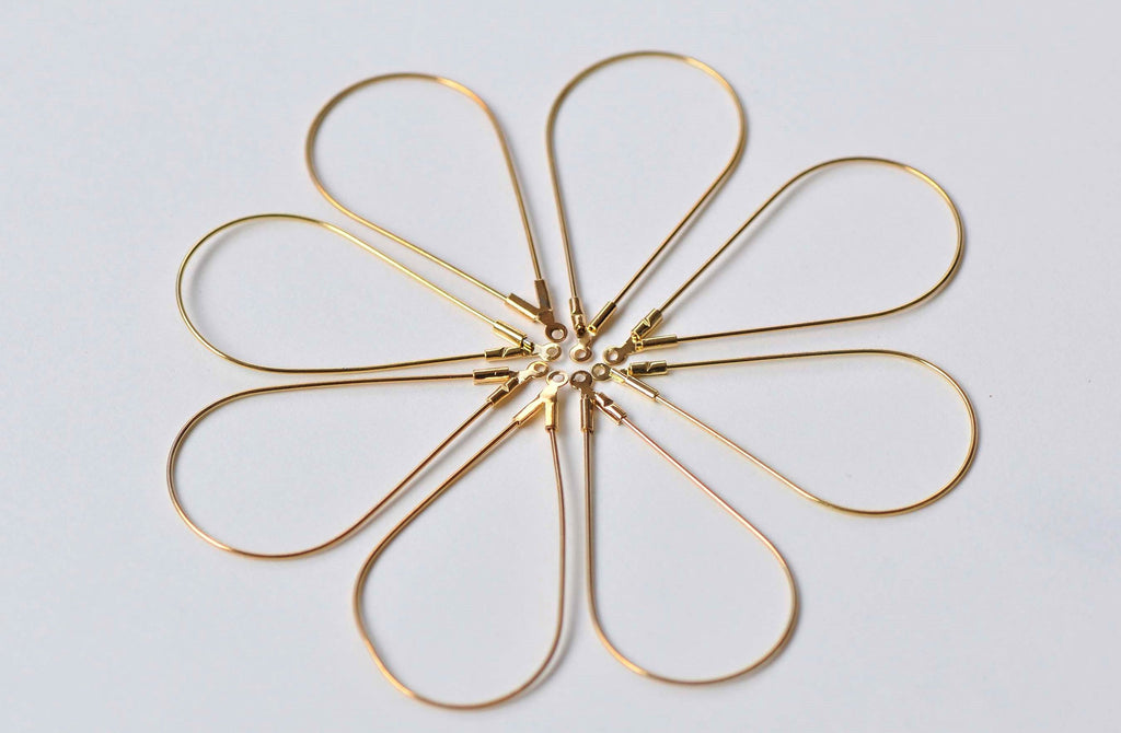 20 pcs Gold Earwire Teardrop Earring Hoops 23x45mm A6198