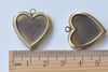 4 pcs Flat Back Bezel Heart Photo Memory Locket Pendants