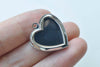 4 pcs Flat Back Bezel Heart Photo Memory Locket Pendants
