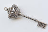 4 pcs of Antique Silver Twisted Crown Key Charms 20x61mm A7537