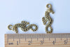 20 pcs Antique Gold Seahorse Charms Double Sided 10x24mm A8072