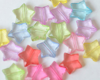 Acrylic Faceted Star Beads Mixed Color Size 15mm Set of 30 A7040