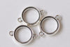 Antique Silver Double Sided Cabochon Connector Settings Set of 10 A3609